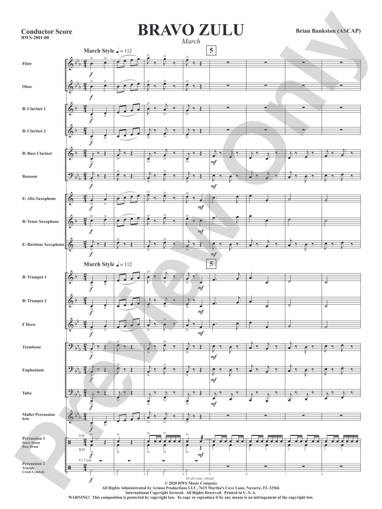 Bravo Zulu - March: Concert Band Conductor Score & Parts