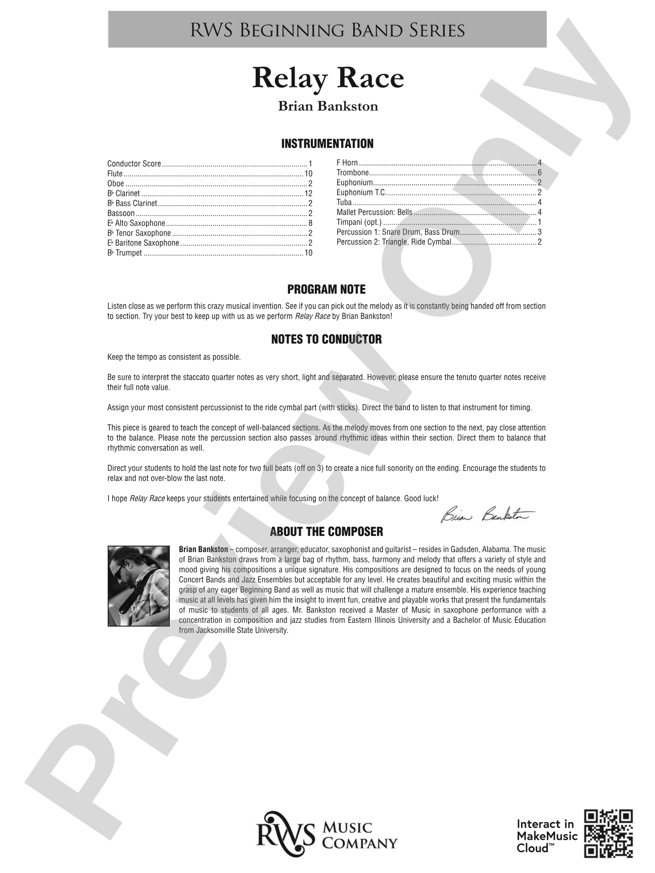 Relay Race: Concert Band Conductor Score & Parts