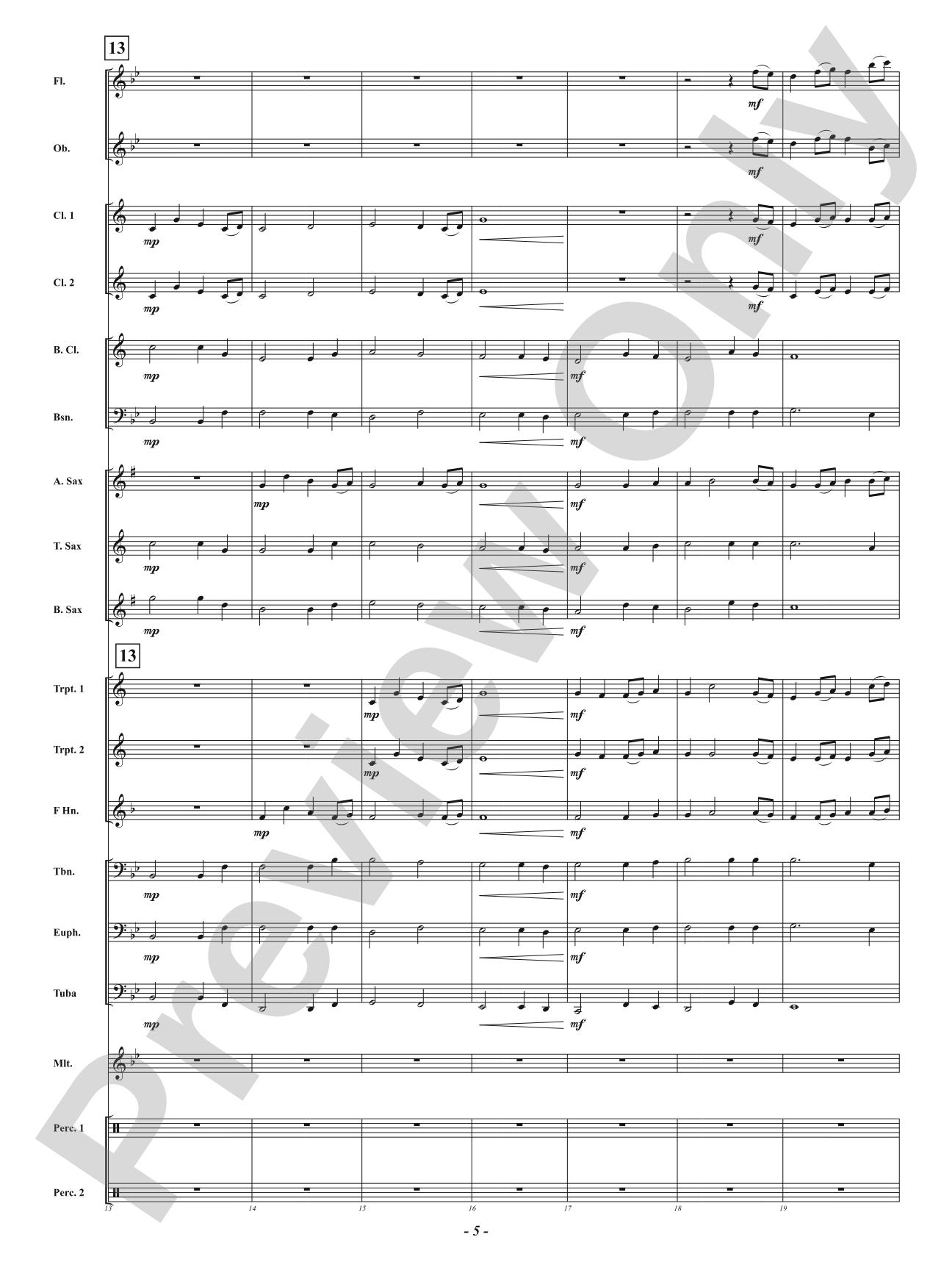 Sunset Blue: Concert Band Conductor Score & Parts
