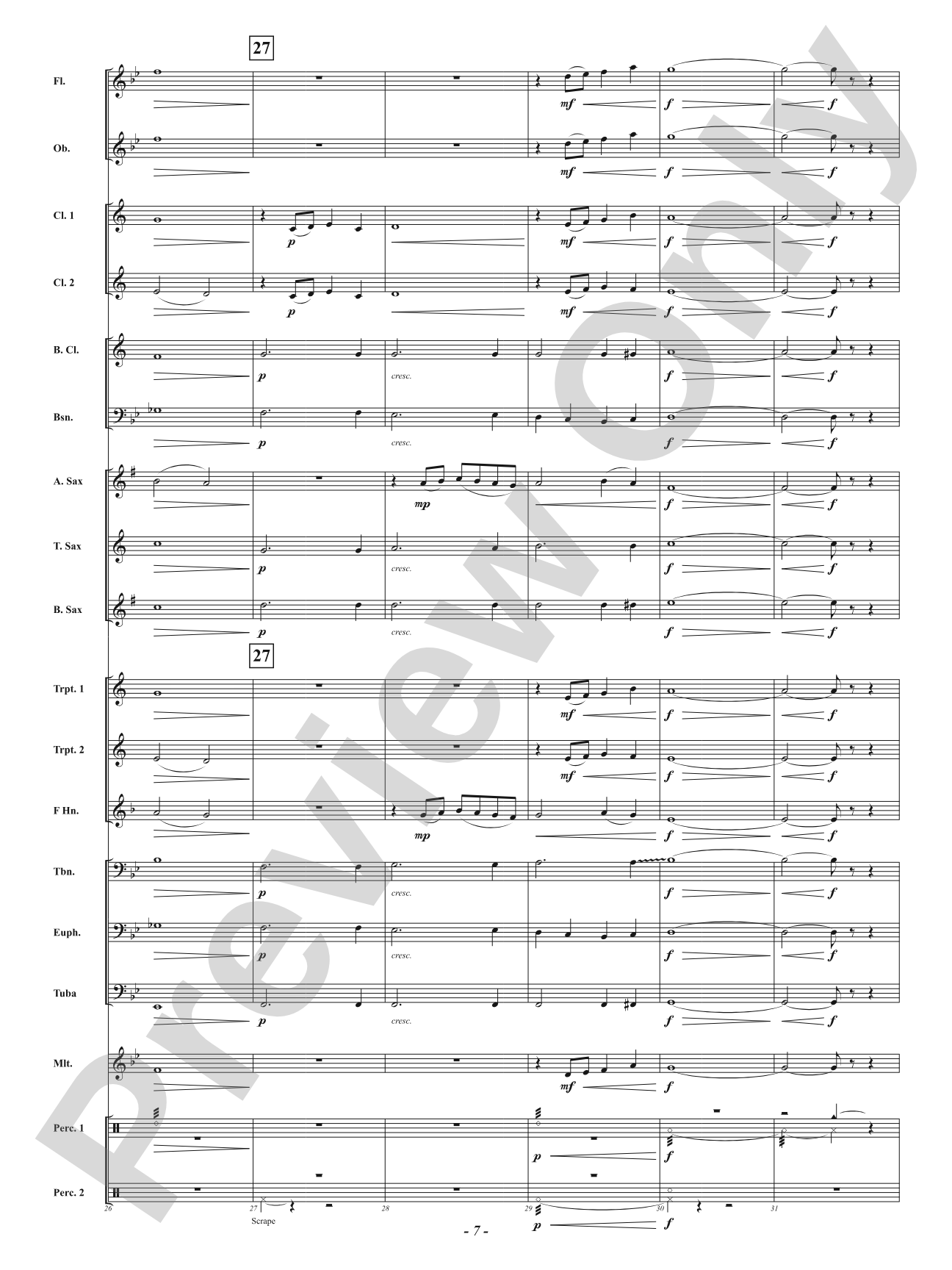 Sunset Blue: Concert Band Conductor Score & Parts
