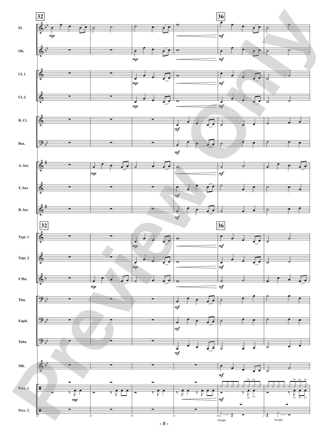 Sunset Blue: Concert Band Conductor Score & Parts