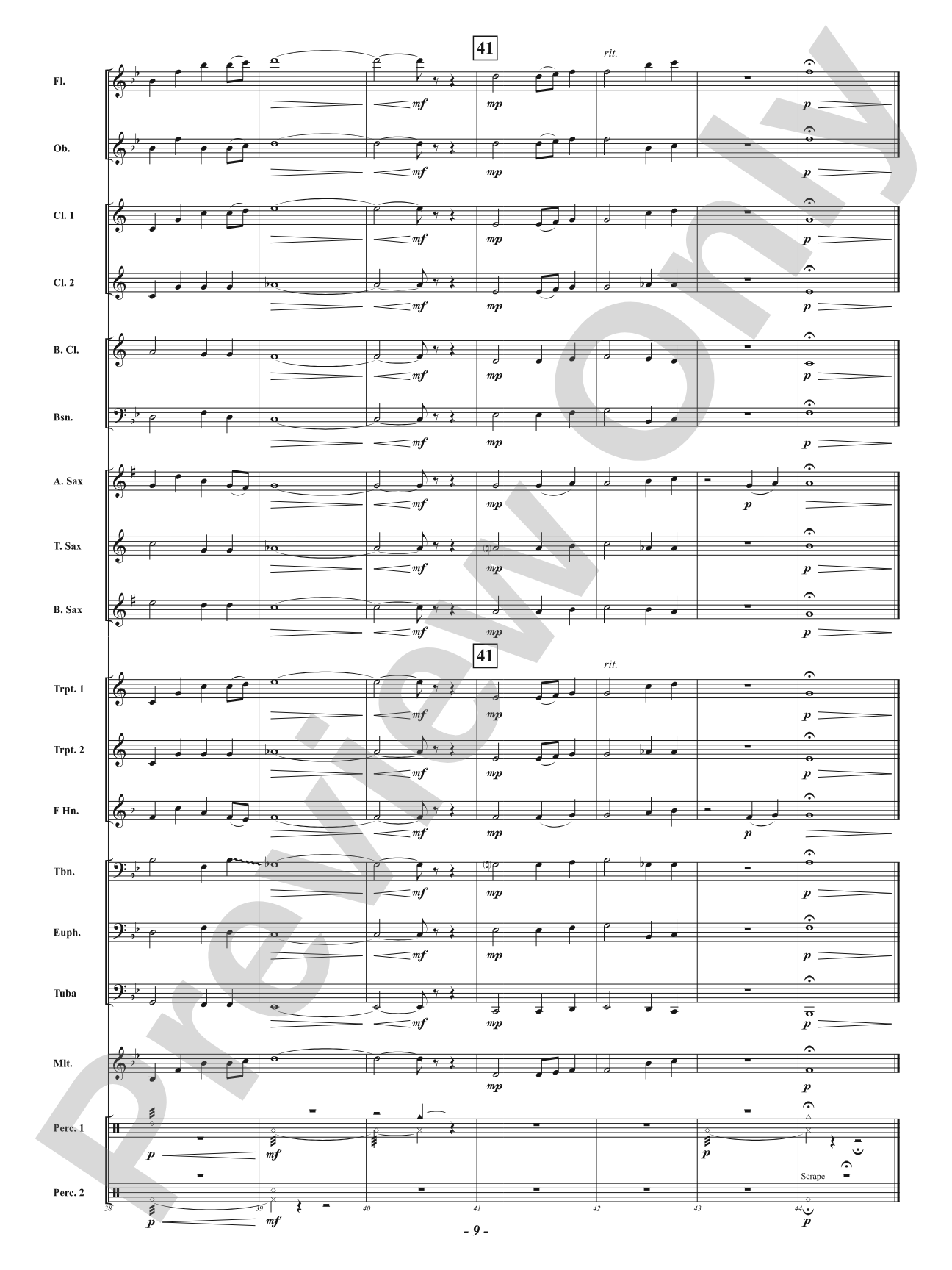 Sunset Blue: Concert Band Conductor Score & Parts