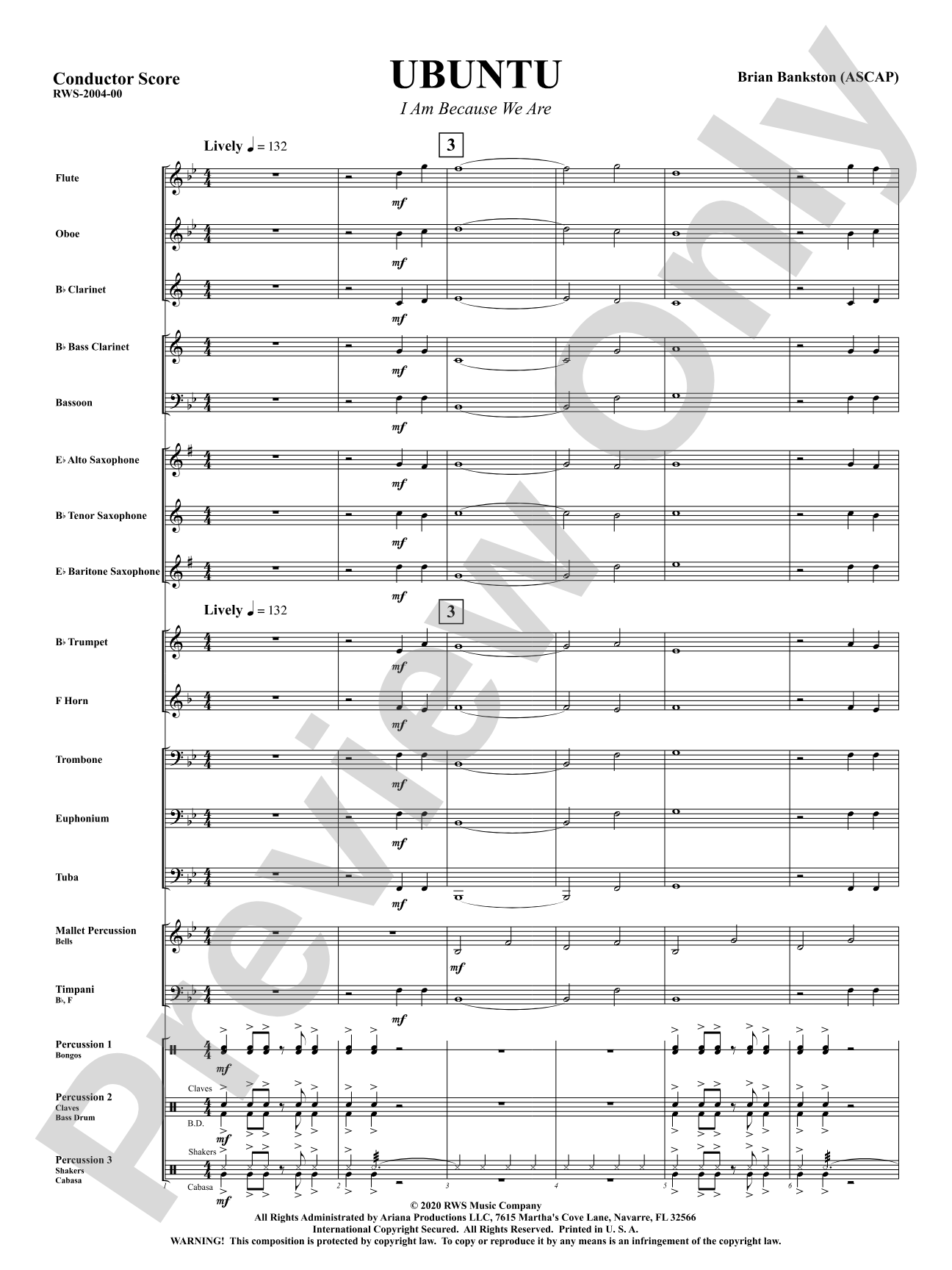 Ubuntu - I Am Because We Are: Concert Band Conductor Score & Parts