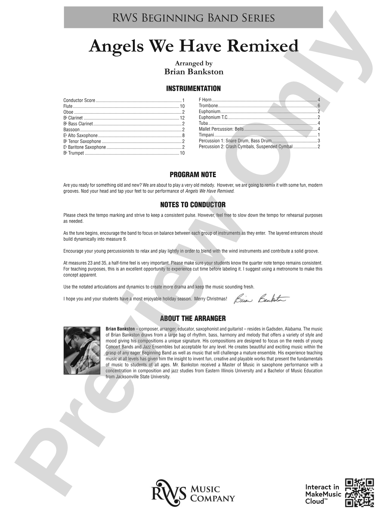 Angels We Have Remixed: Concert Band Conductor Score & Parts