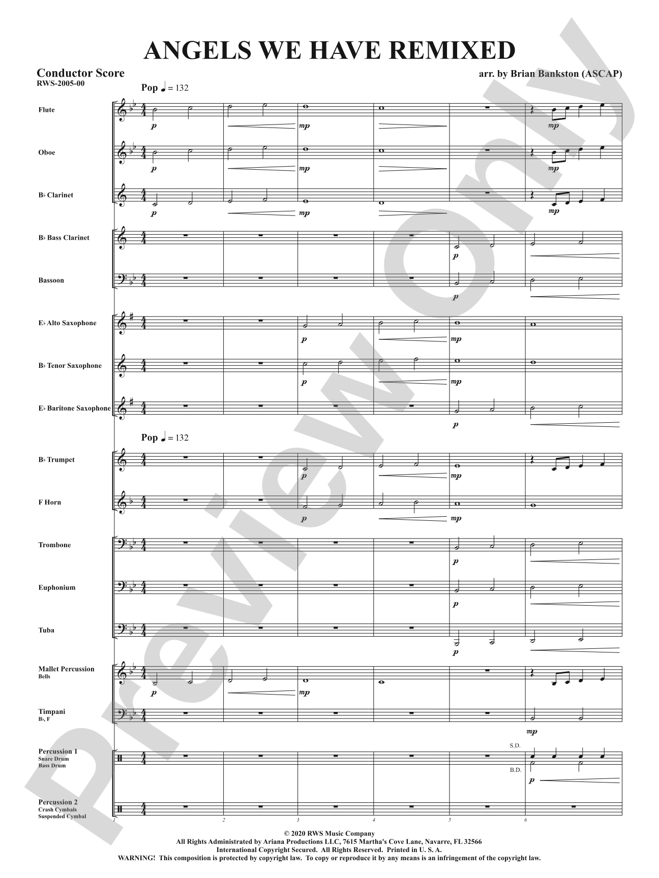 Angels We Have Remixed: Concert Band Conductor Score & Parts