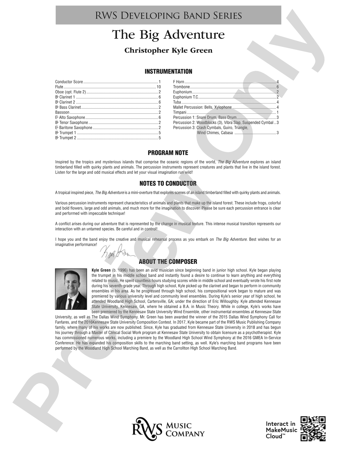 The Big Adventure: Concert Band Conductor Score & Parts