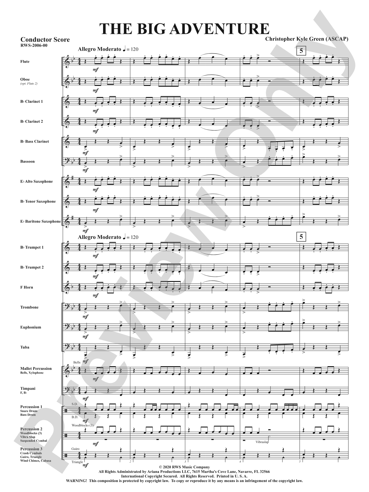 The Big Adventure: Concert Band Conductor Score & Parts