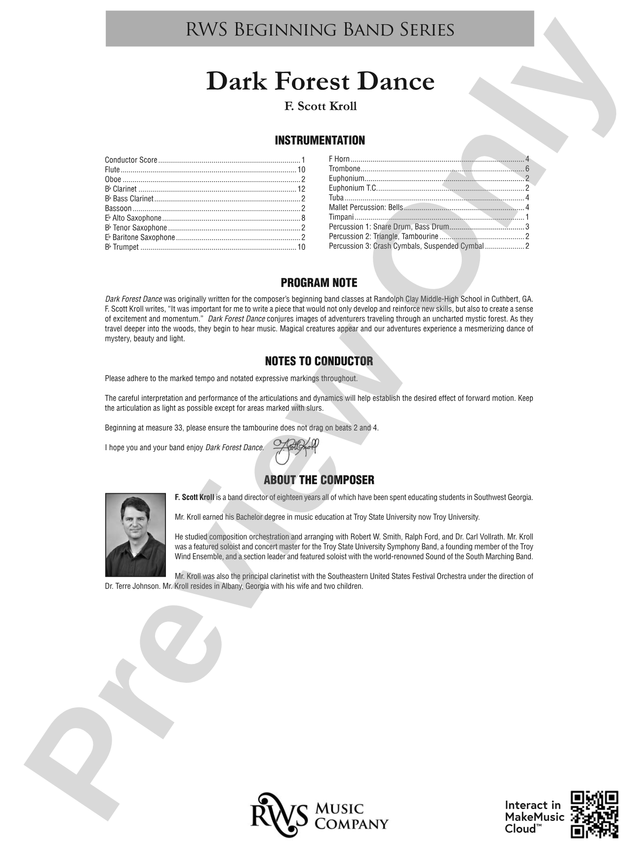 Dark Forest Dance: Concert Band Conductor Score & Parts