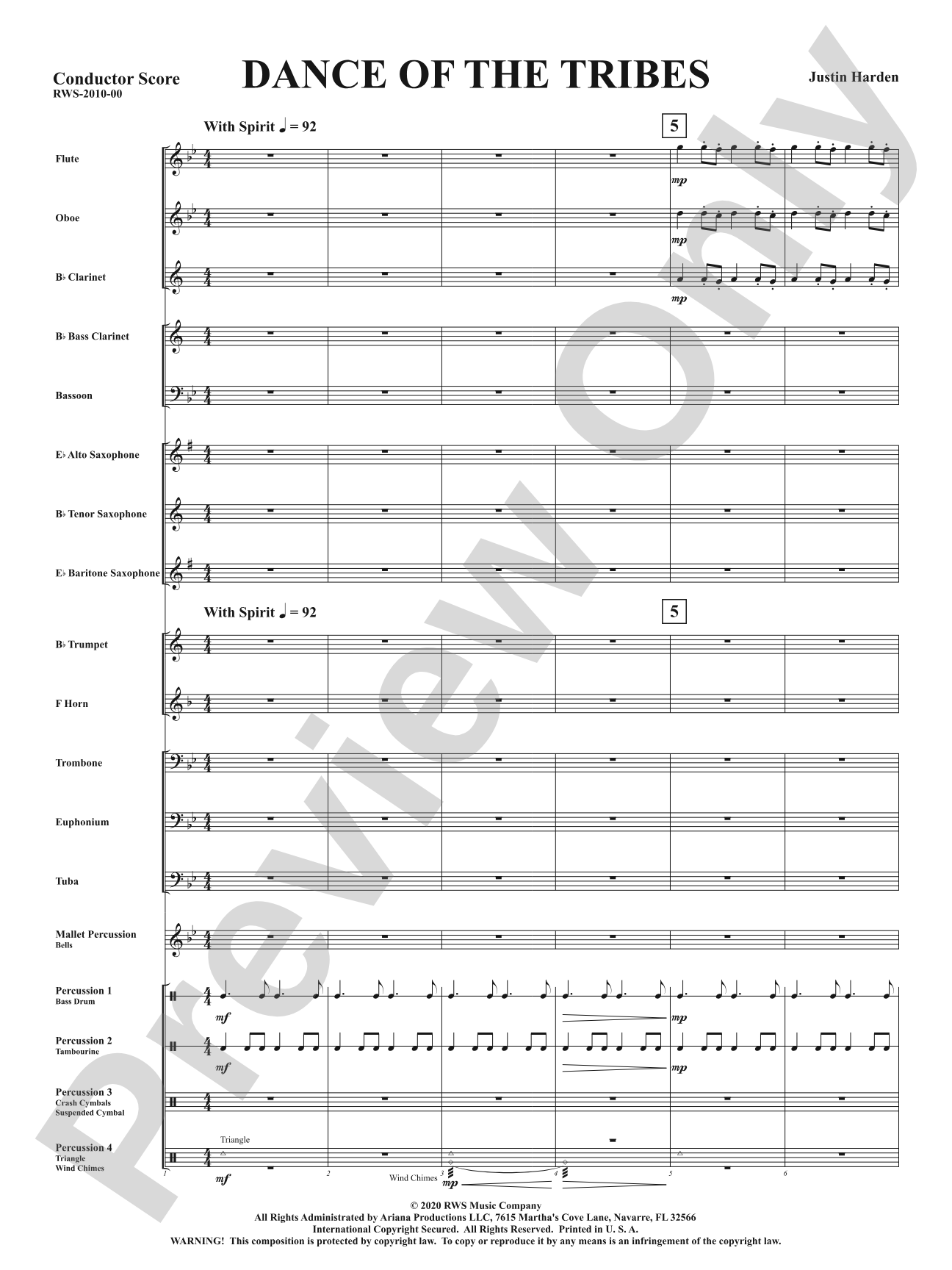 Dance of the Tribes: Concert Band Conductor Score & Parts
