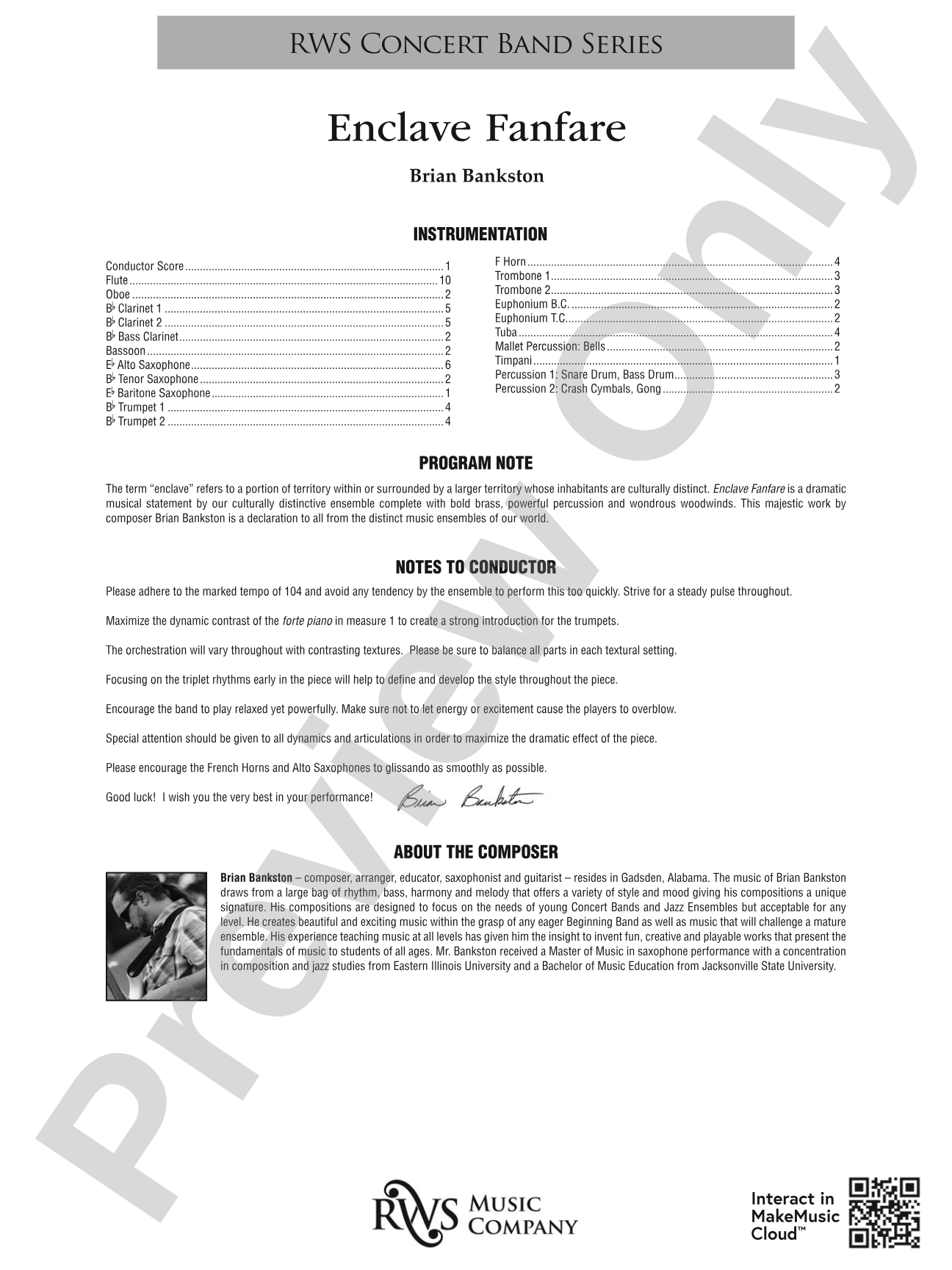 Enclave Fanfare: Concert Band Conductor Score & Parts