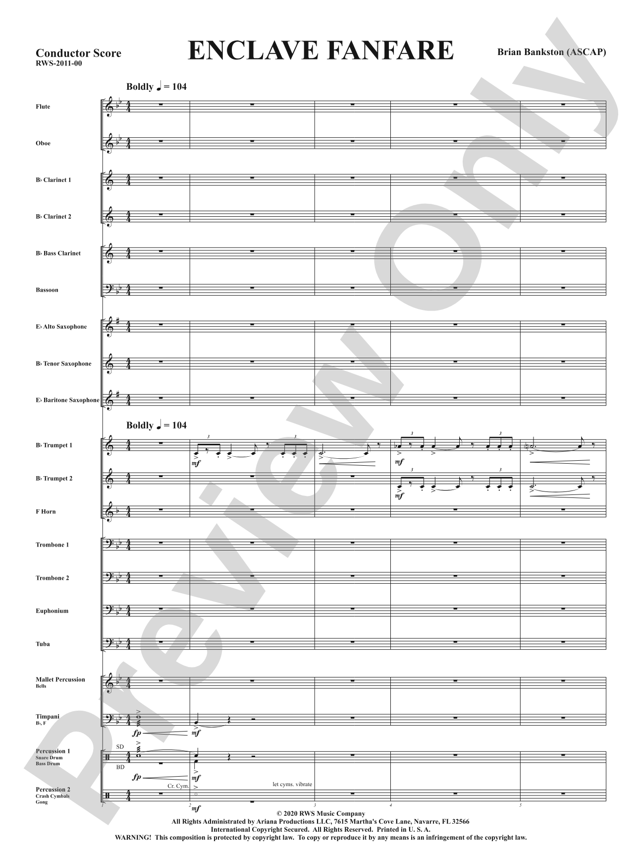 Enclave Fanfare: Concert Band Conductor Score & Parts