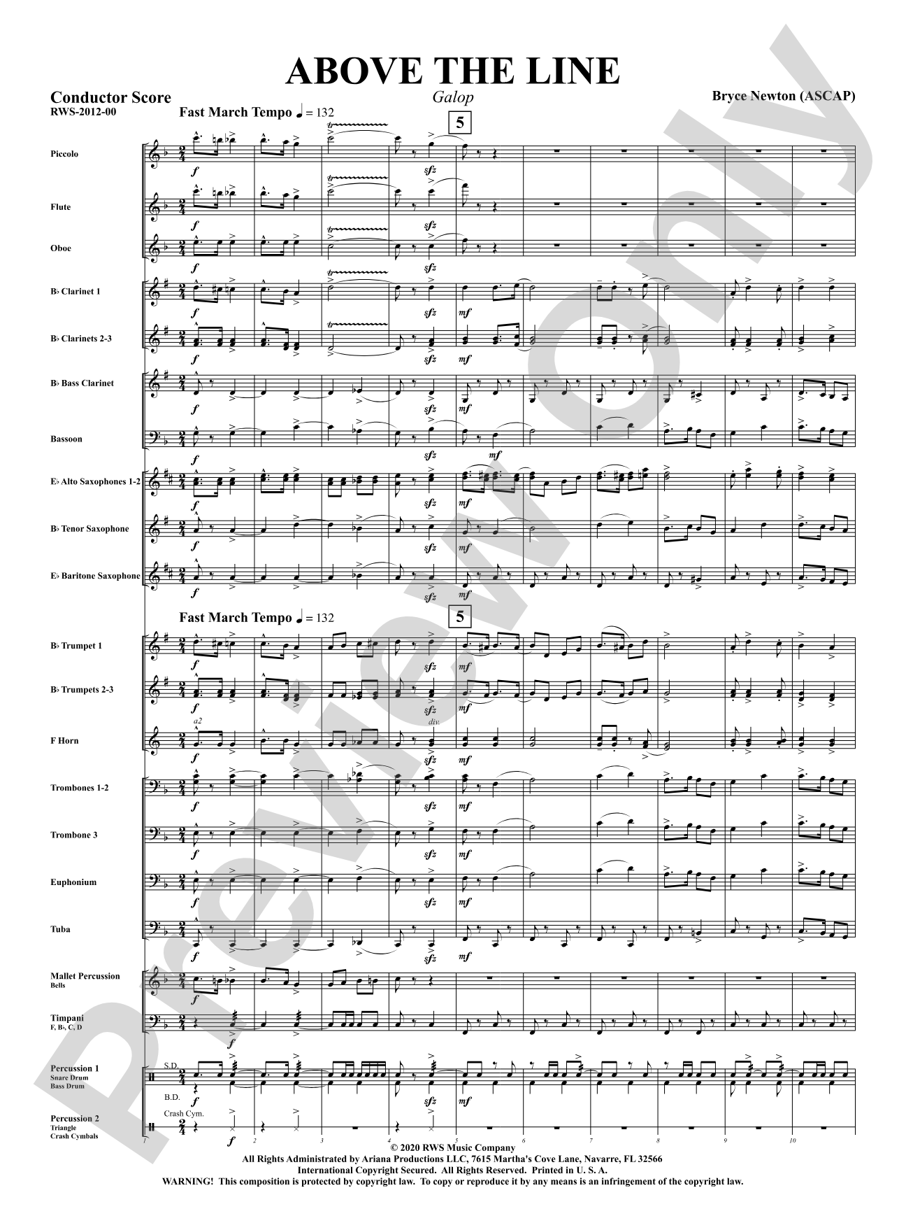 Above the Line - Galop: Concert Band Conductor Score & Parts