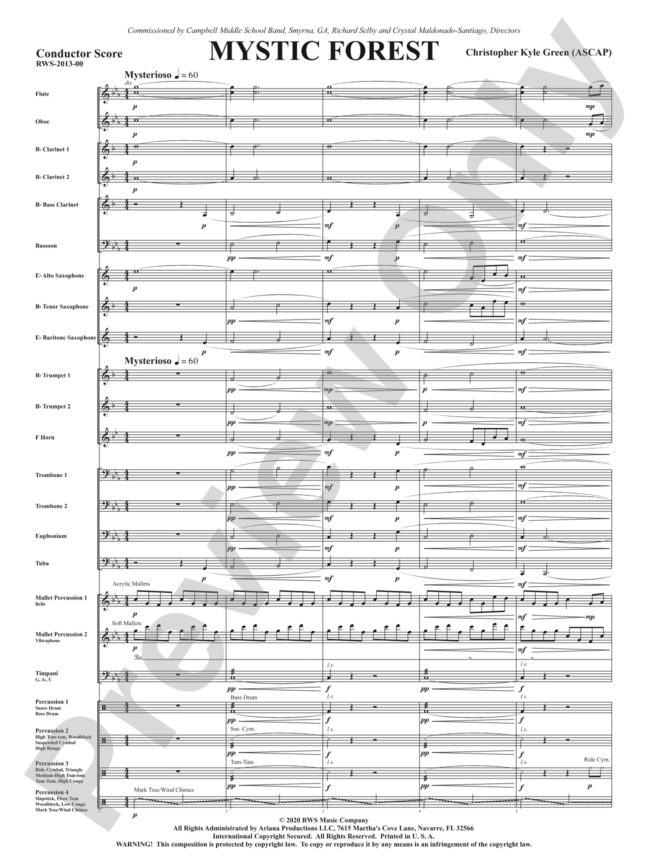 Mystic Forest: Concert Band Conductor Score & Parts