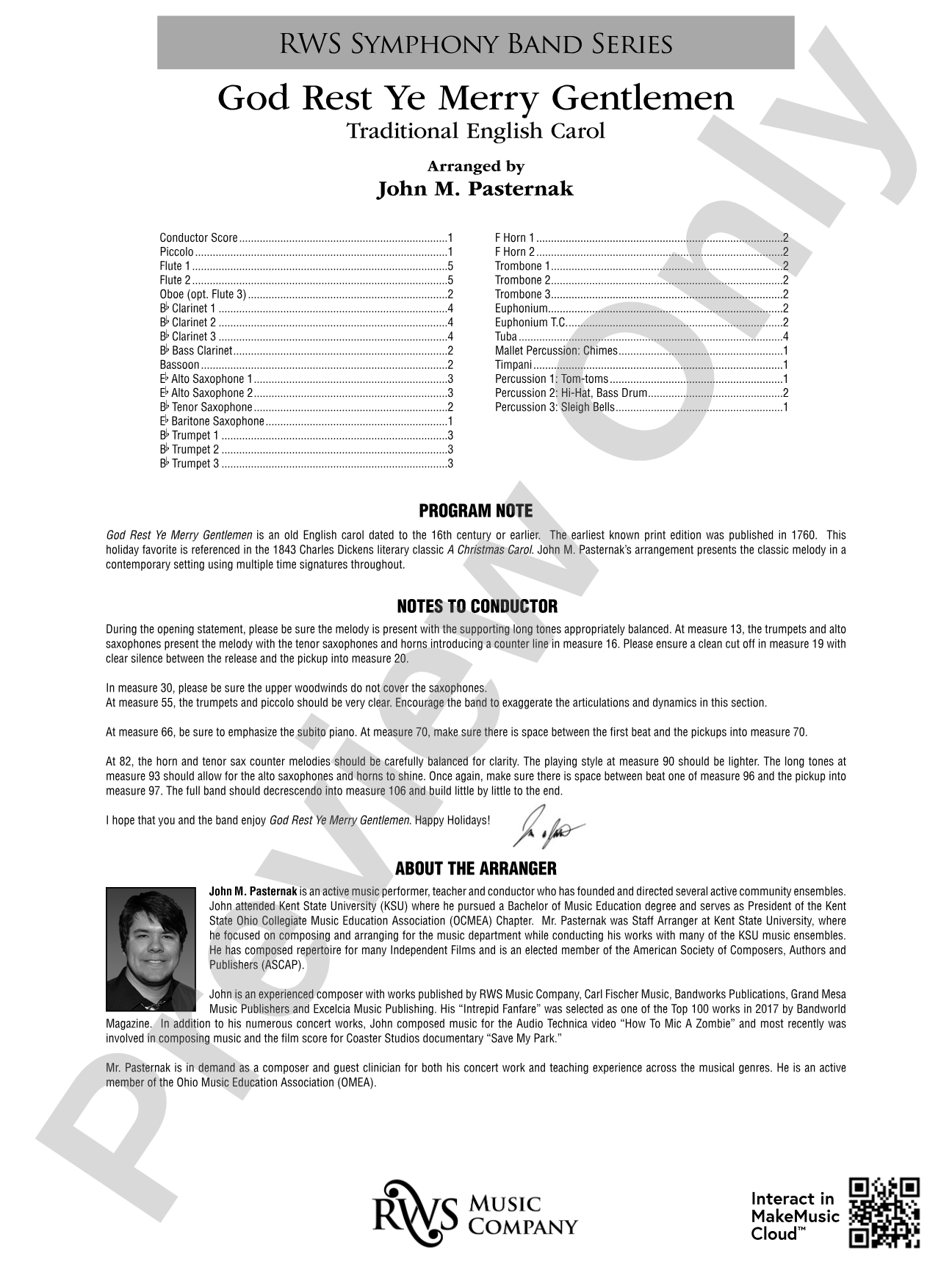 God Rest Ye Merry Gentlemen: Concert Band Conductor Score & Parts
