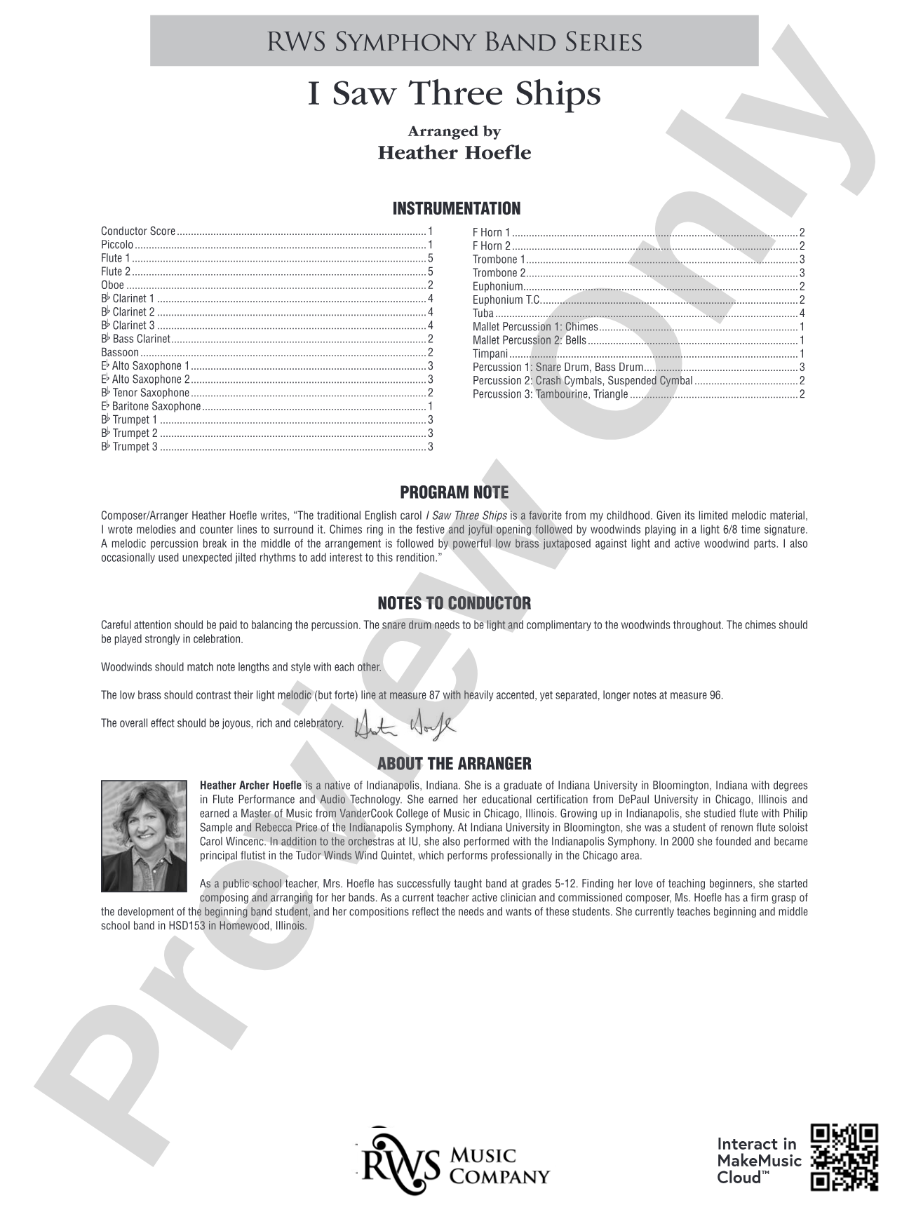 I Saw Three Ships: Concert Band Conductor Score & Parts