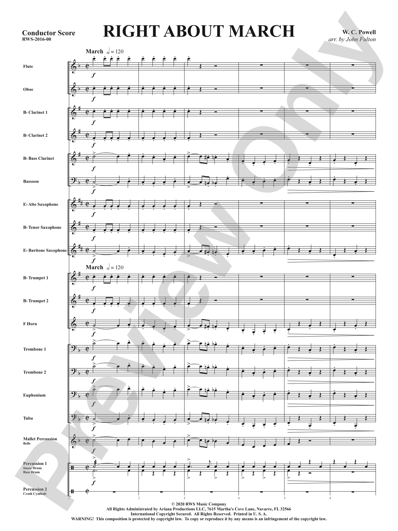 Right About March: Concert Band Conductor Score & Parts