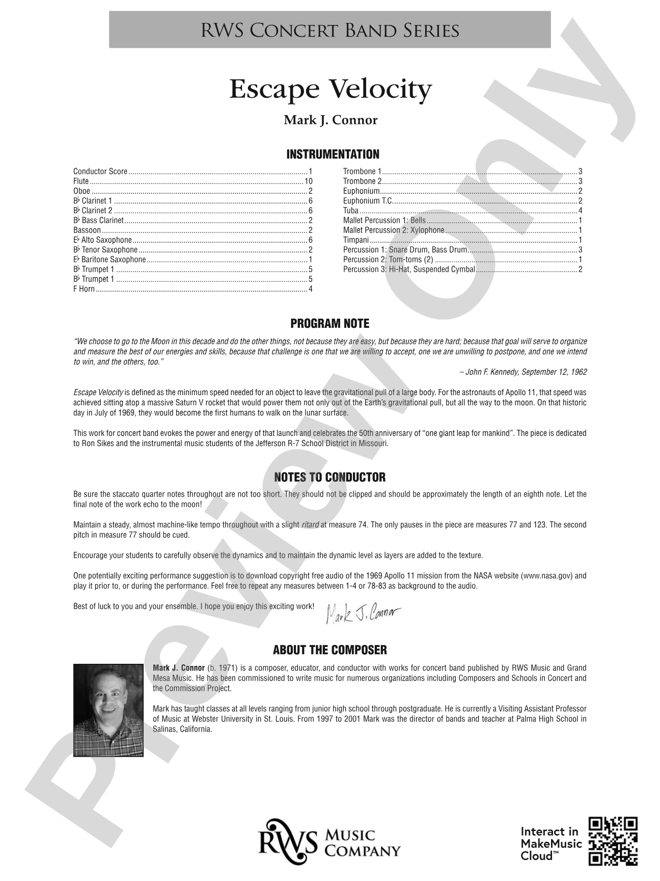 Escape Velocity: Concert Band Conductor Score & Parts