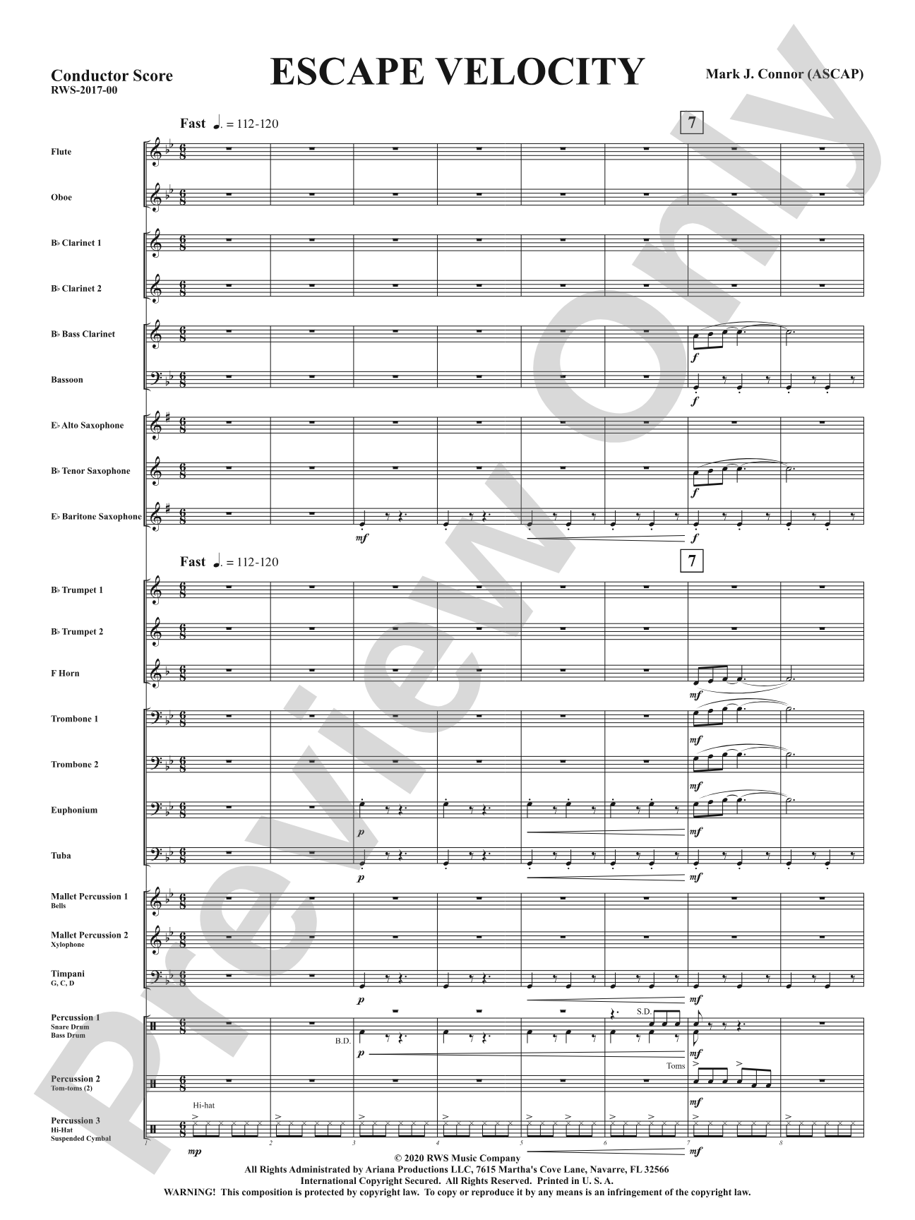 Escape Velocity: Concert Band Conductor Score & Parts