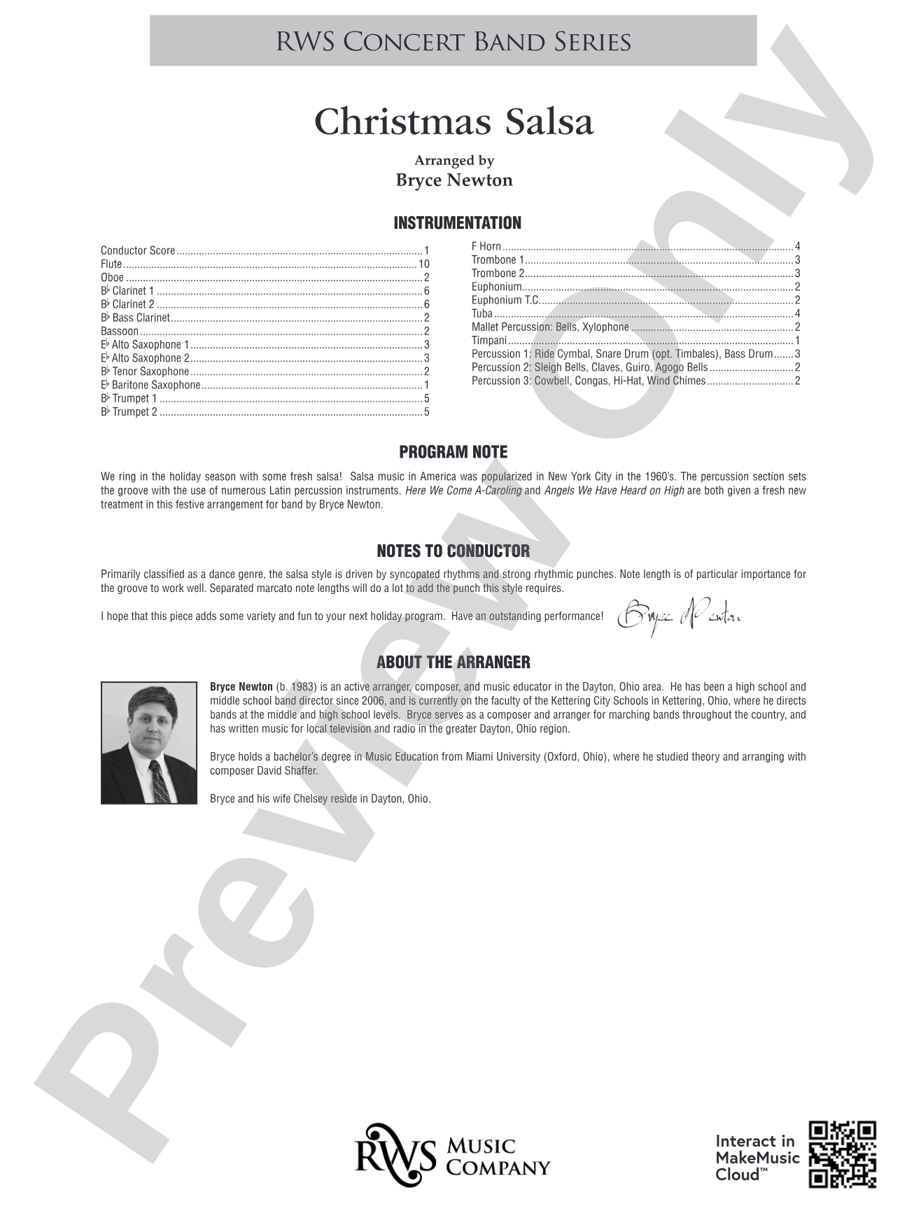 Christmas Salsa: Concert Band Conductor Score & Parts