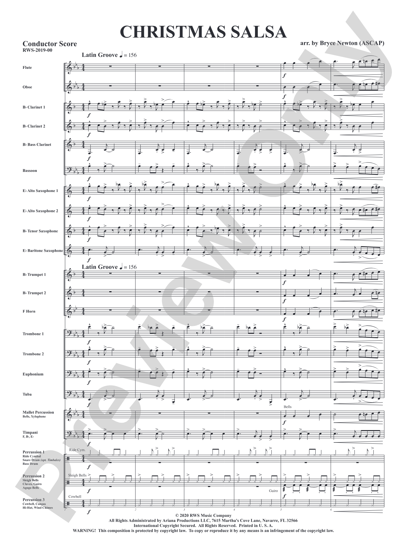 Christmas Salsa: Concert Band Conductor Score & Parts