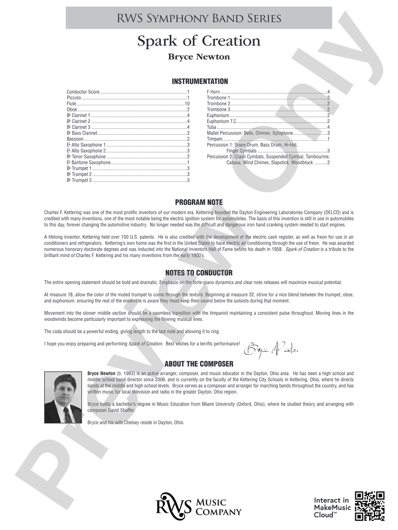 Spark of Creation: Concert Band Conductor Score & Parts
