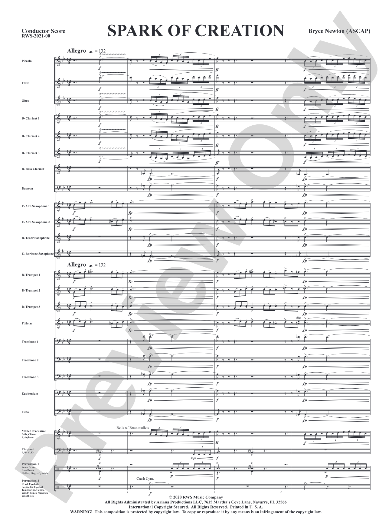 Spark of Creation: Concert Band Conductor Score & Parts
