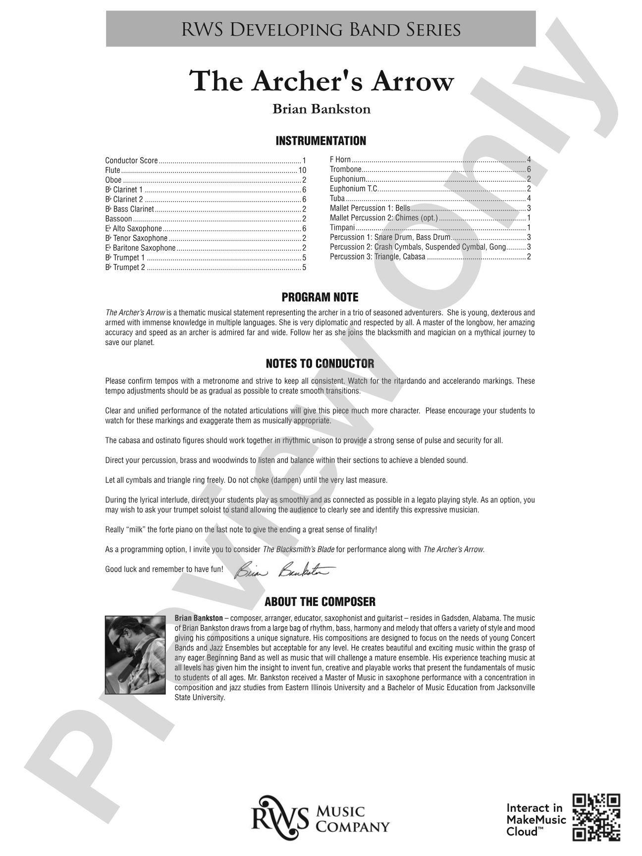 The Archer's Arrow: Concert Band Conductor Score & Parts