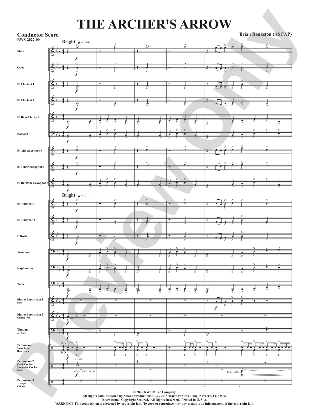 The Archer's Arrow: Concert Band Conductor Score & Parts