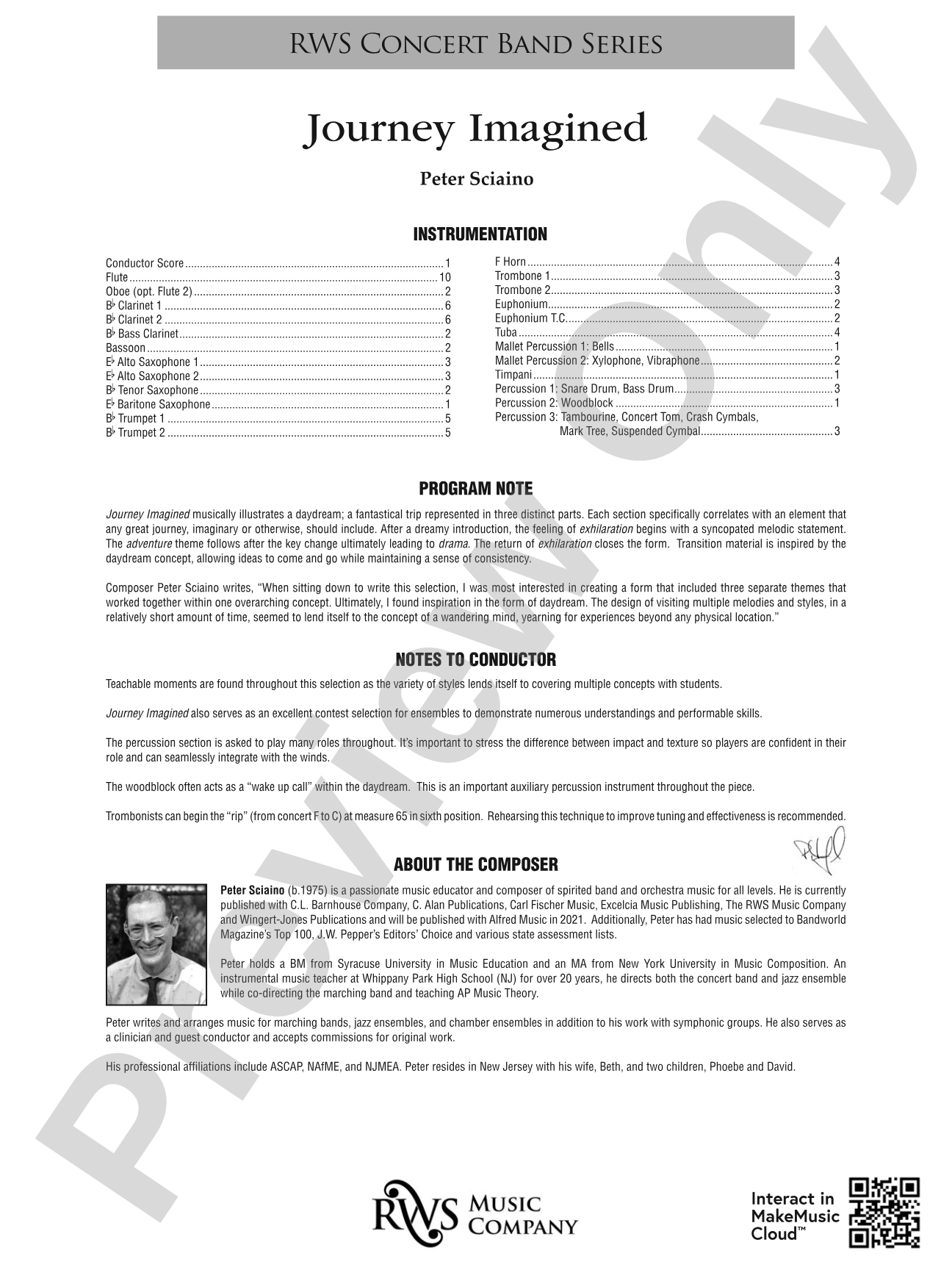Journey Imagined: Concert Band Conductor Score & Parts