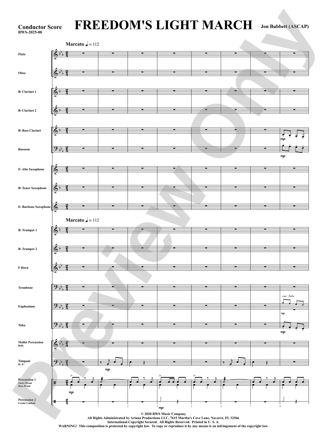 Freedom's Light March: Concert Band Conductor Score & Parts