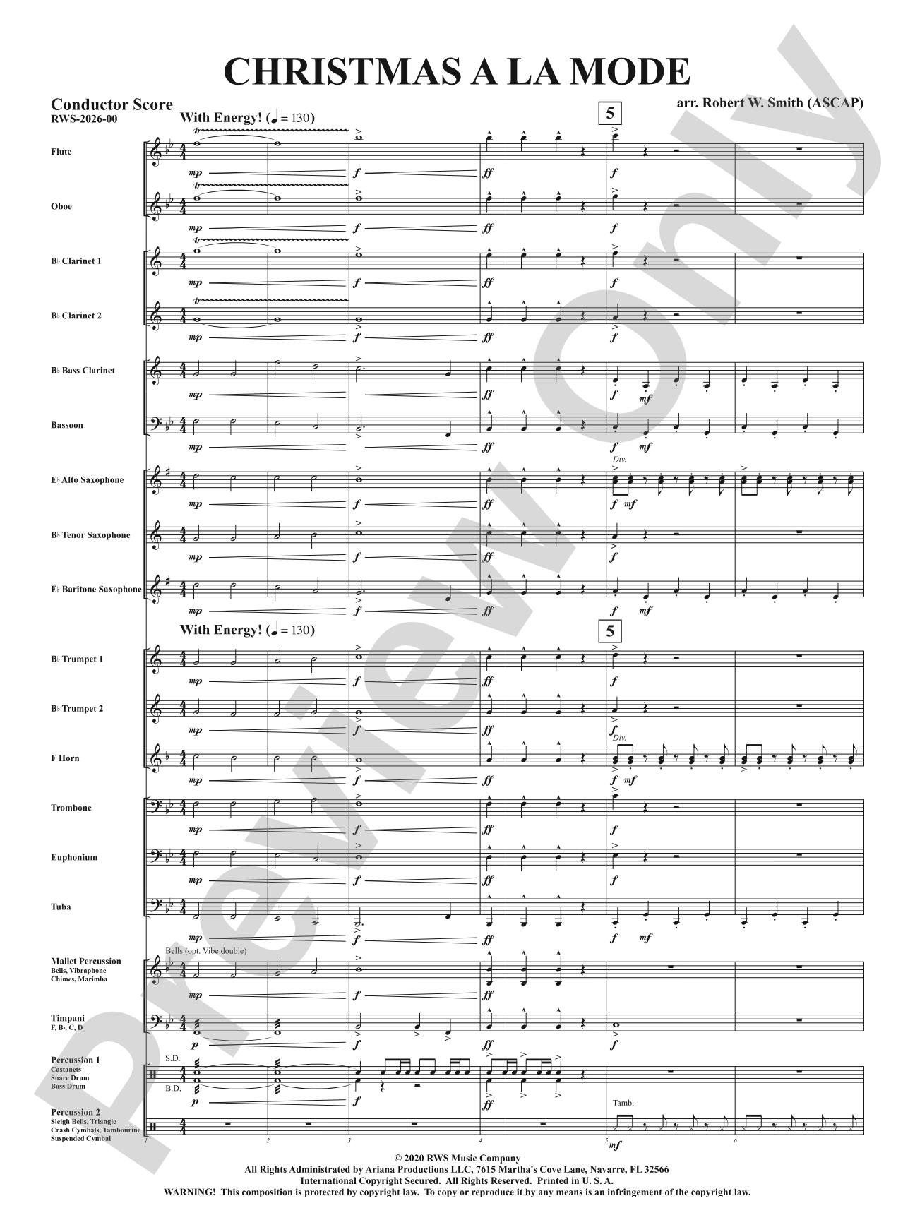 Christmas A La Mode: Concert Band Conductor Score & Parts