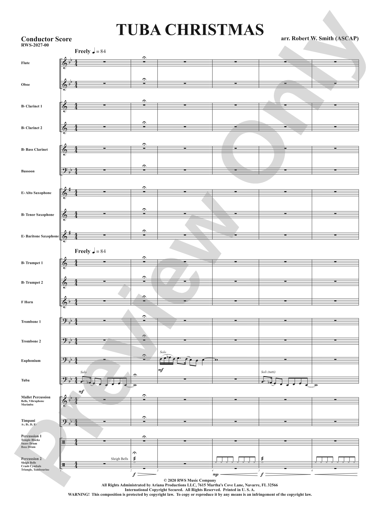 Tuba Christmas: Concert Band Conductor Score & Parts