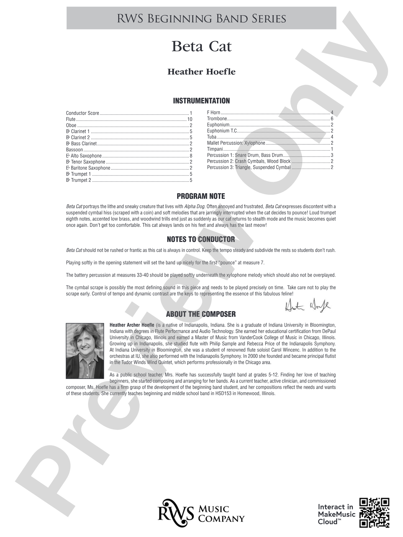 Beta Cat: Concert Band Conductor Score & Parts