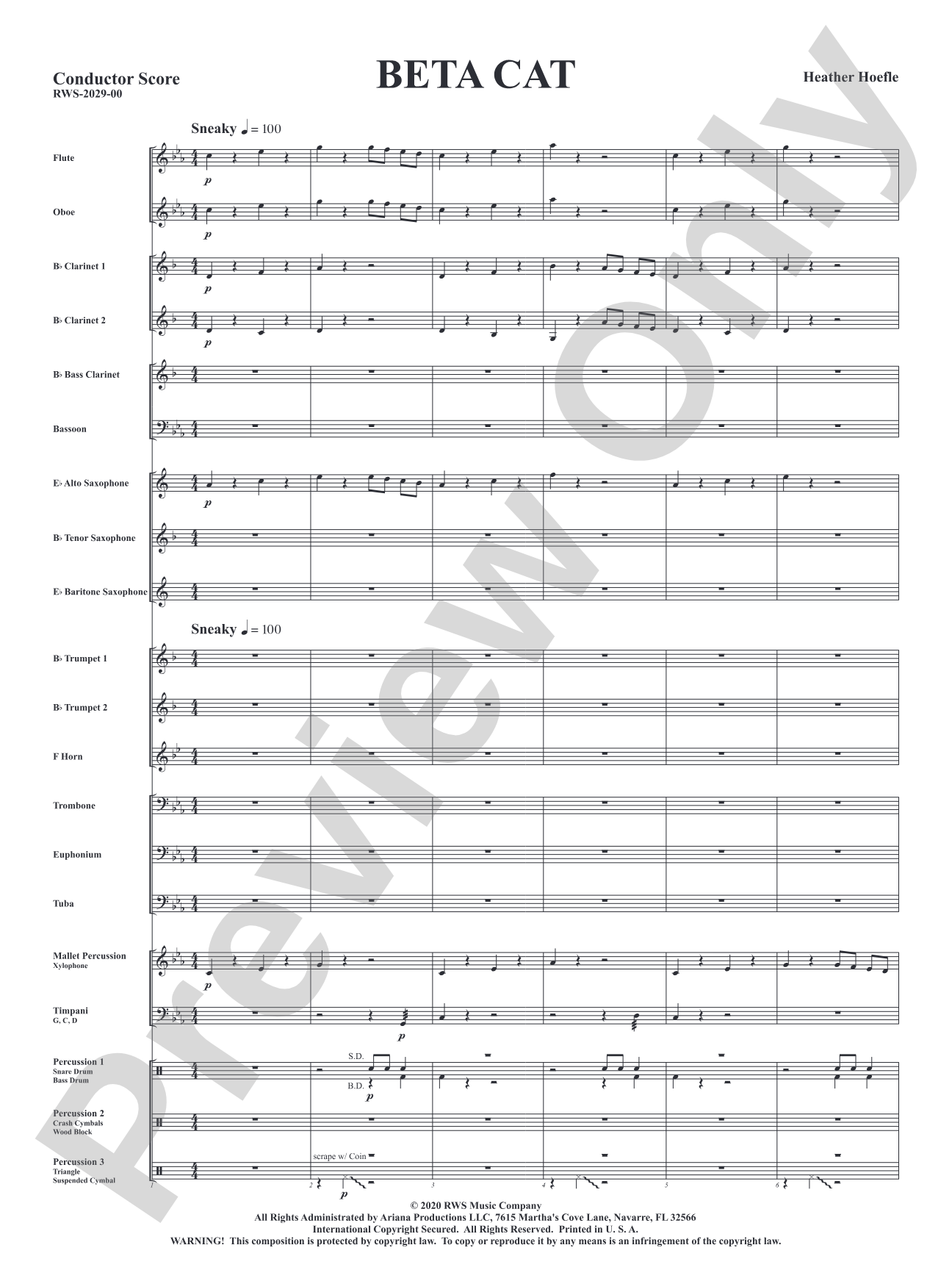 Beta Cat: Concert Band Conductor Score & Parts