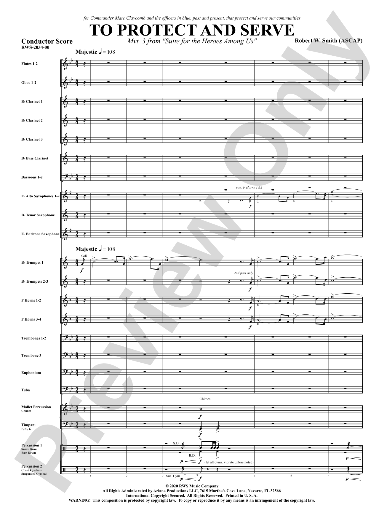 To Protect and Serve - Mvt. 3 from <i>Suite for the Heroes Among Us</i>: Concert Band Conductor Score & Parts