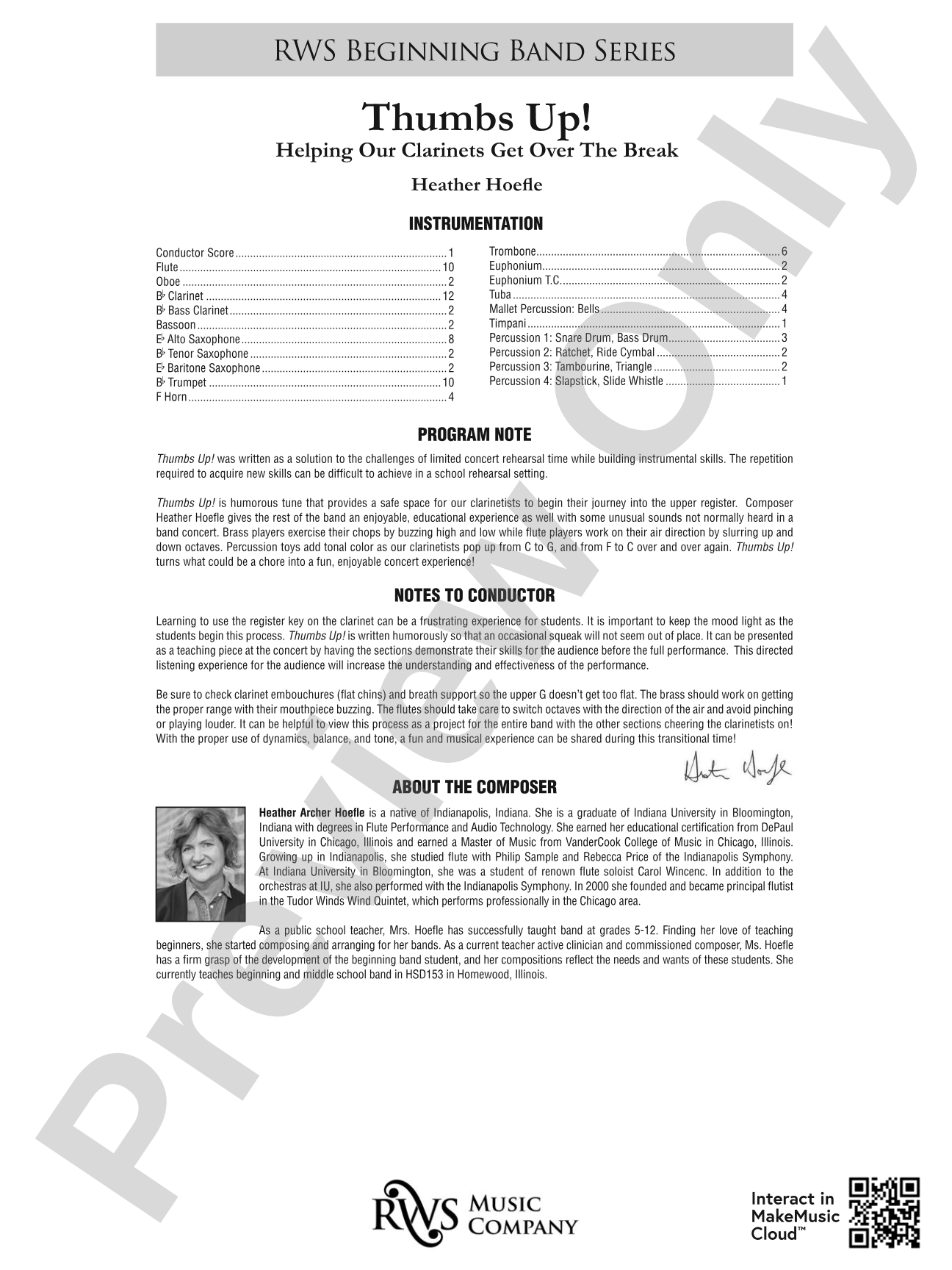 Thumbs Up! - Helping Our Clarinets Get Over the Break: Concert Band Conductor Score & Parts