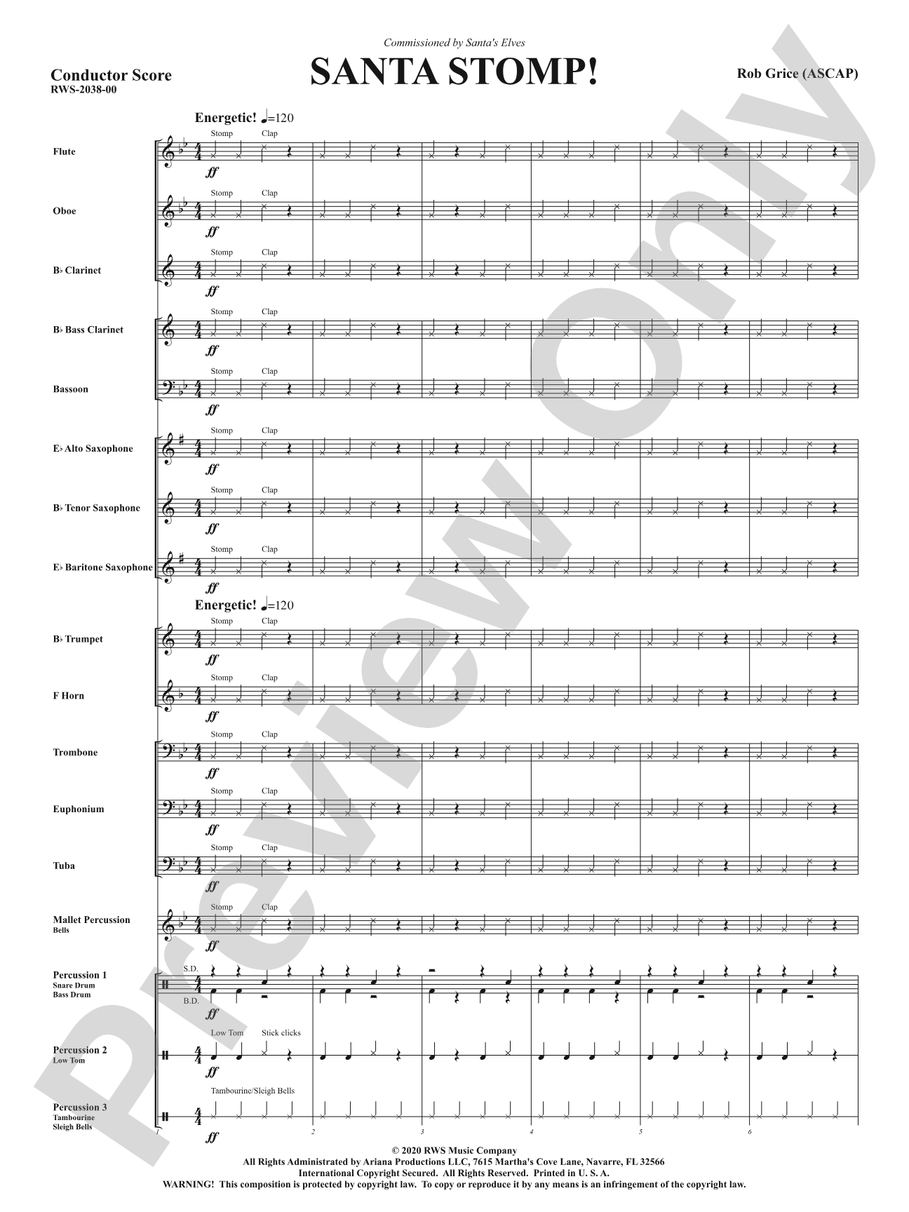 Santa Stomp!: Concert Band Conductor Score & Parts