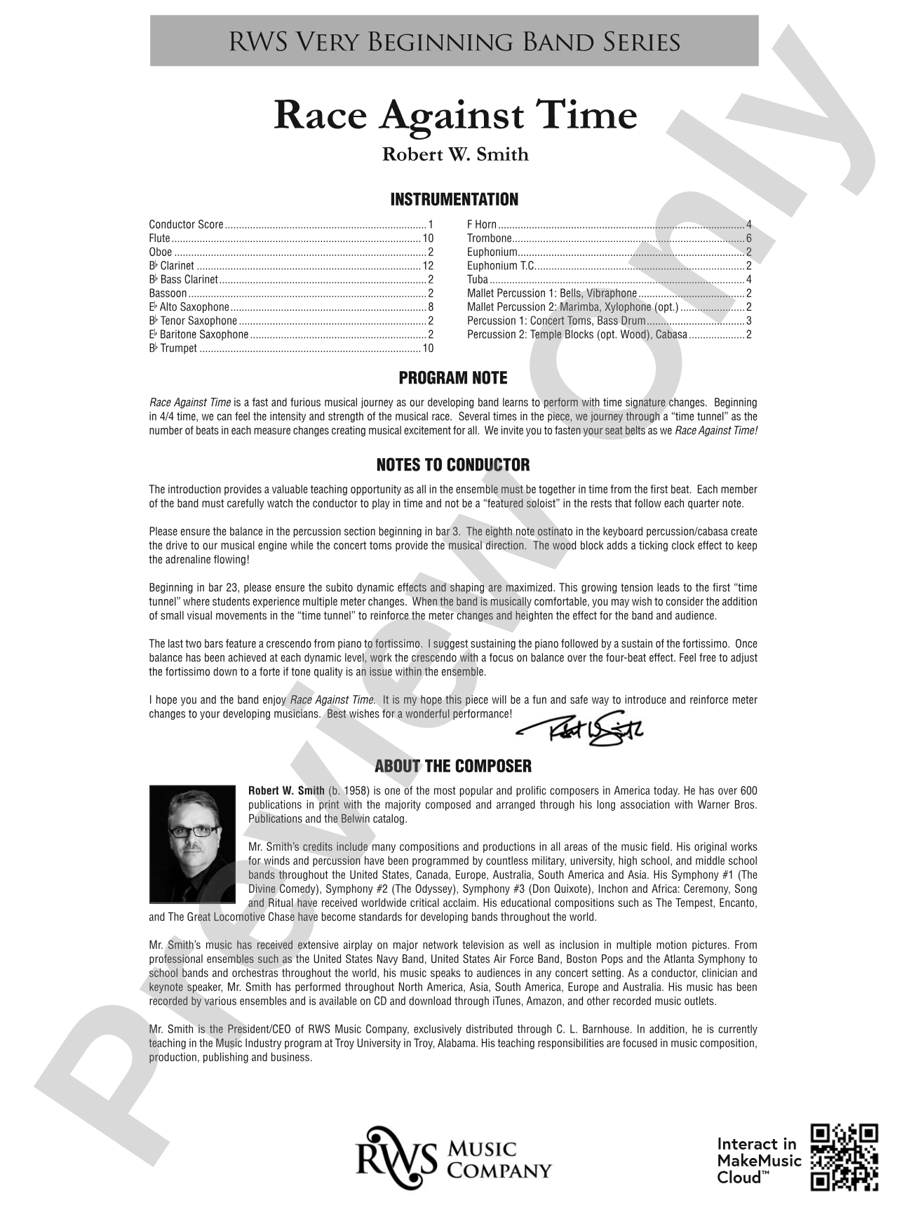 Race Against Time: Concert Band Conductor Score & Parts