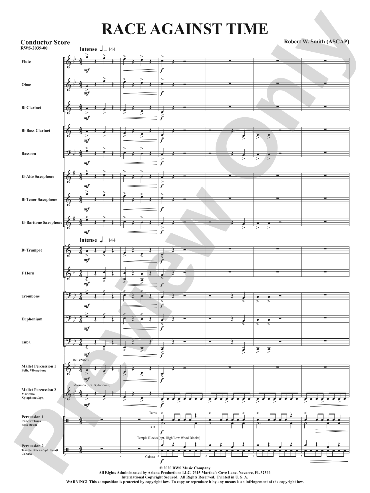 Race Against Time: Concert Band Conductor Score & Parts