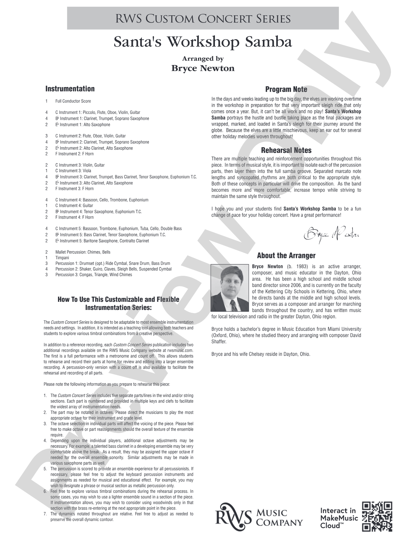Santa's Workshop Samba: Flexible Concert Band Conductor Score & Parts