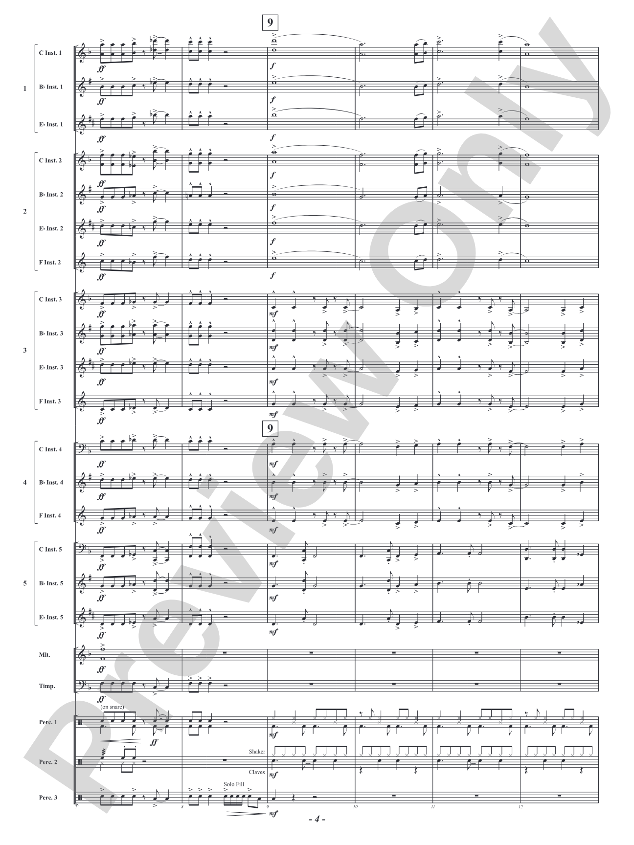 Santa's Workshop Samba: Flexible Concert Band Conductor Score & Parts