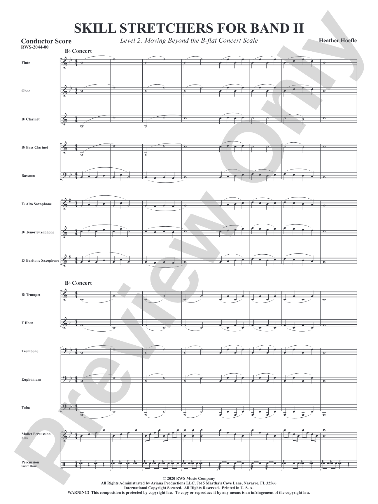 Skill Stretchers for Band II - Level 2: Moving Beyond the B-flat Concert Scale: Concert Band Conductor Score & Parts