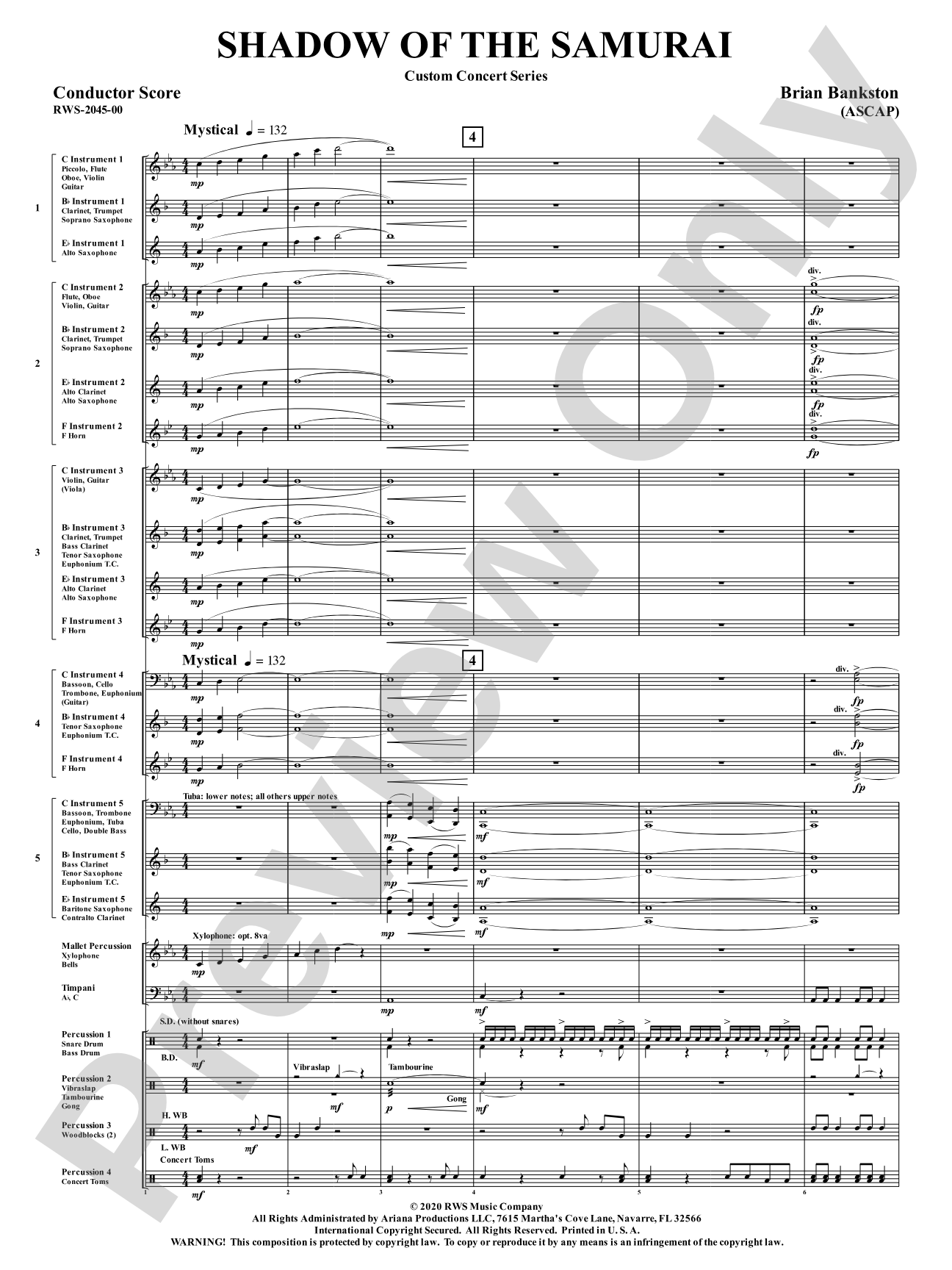 Shadow of the Samurai: Flexible Concert Band Conductor Score & Parts