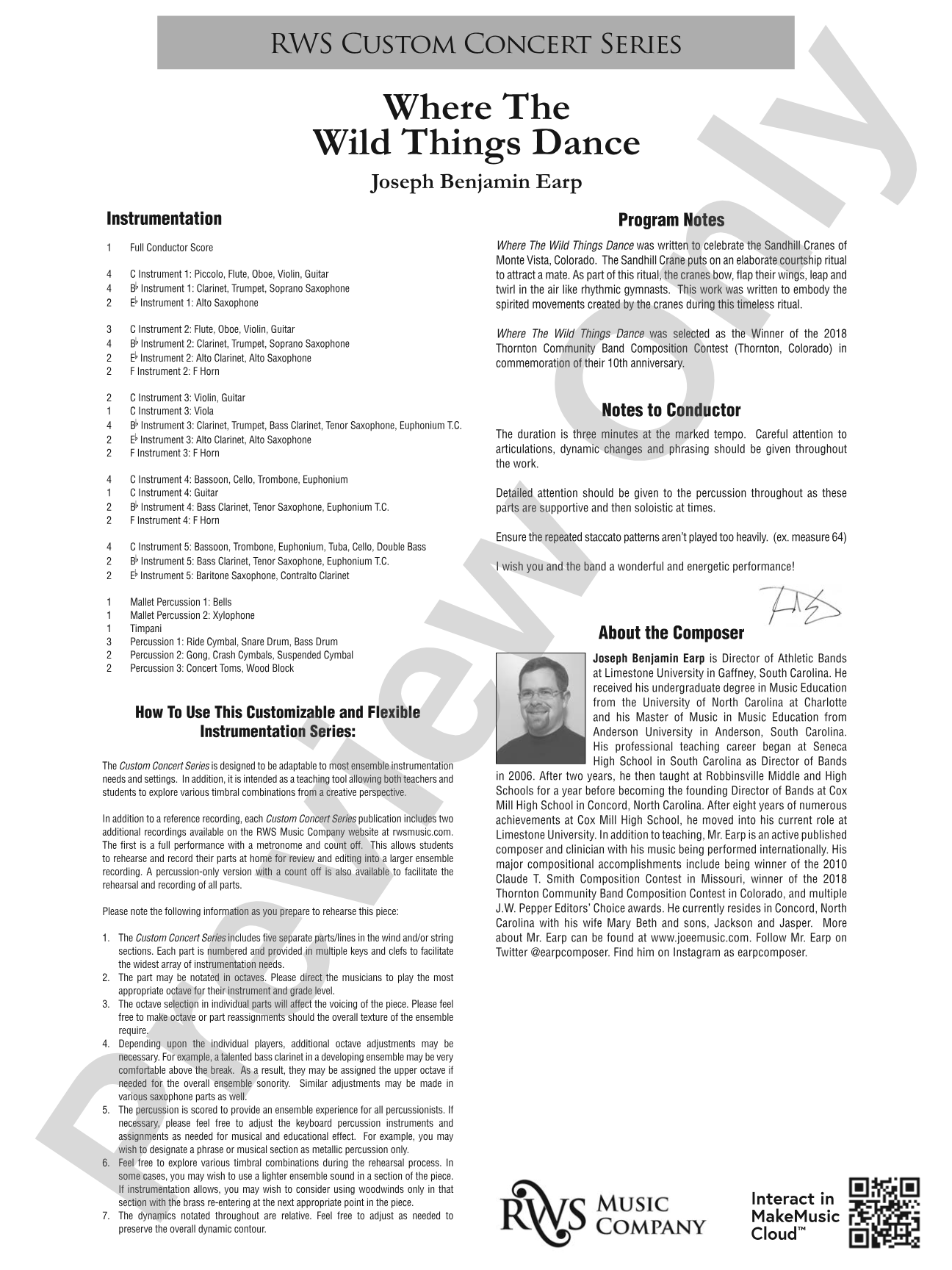Where the Wild Things Dance: Flexible Concert Band Conductor Score & Parts