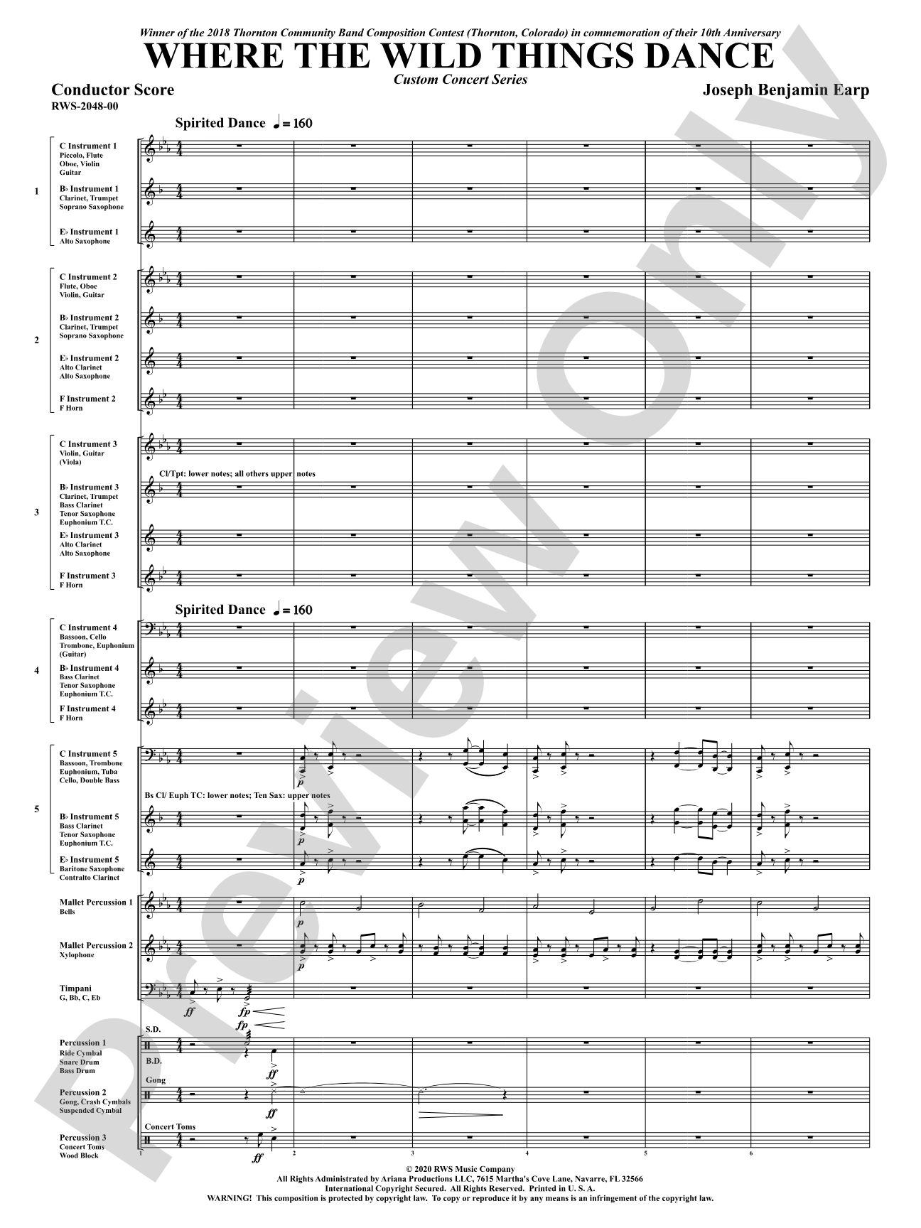 Where the Wild Things Dance: Flexible Concert Band Conductor Score & Parts
