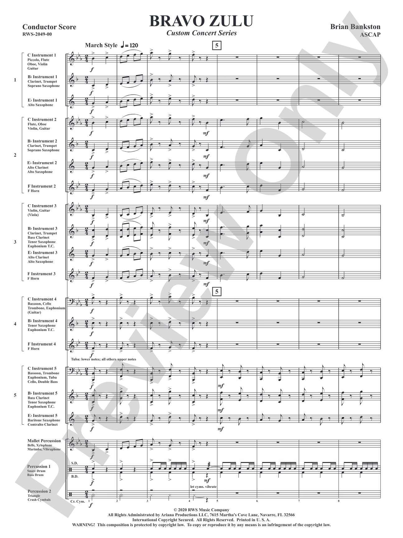Bravo Zulu: Flexible Concert Band Conductor Score & Parts