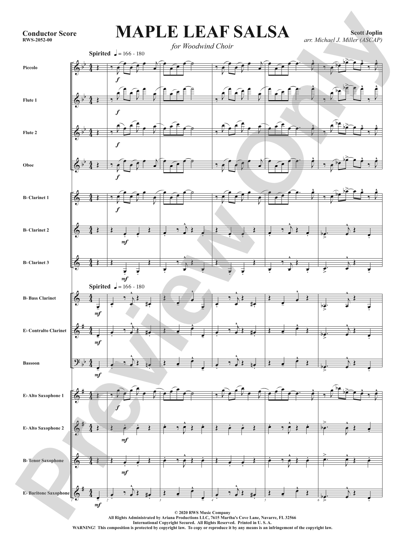 Maple Leaf Salsa - For Woodwind Choir: Woodwind Ensemble Conductor Score & Parts