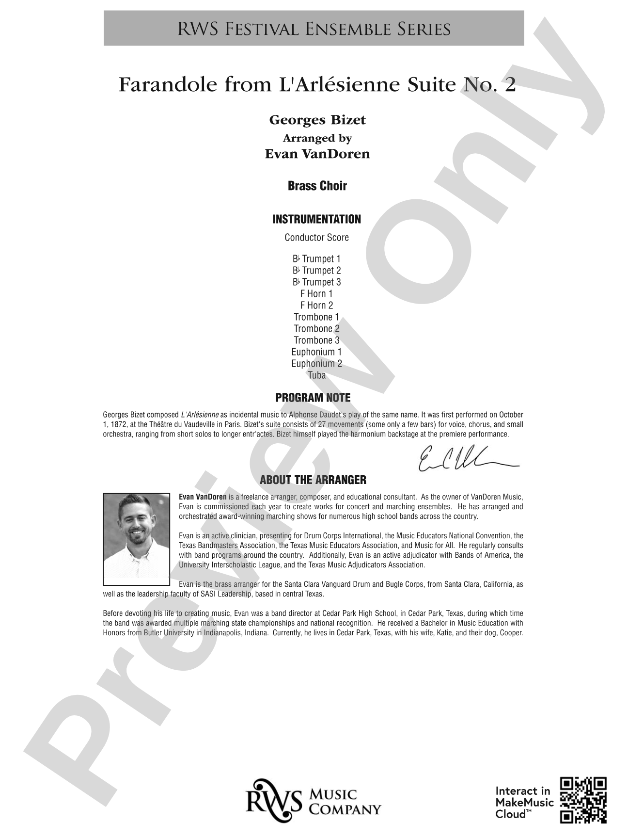 Farandole from <i>L'Arlésienne Suite No. 2</i> - For Brass Choir: Brass Choir Conductor Score & Parts