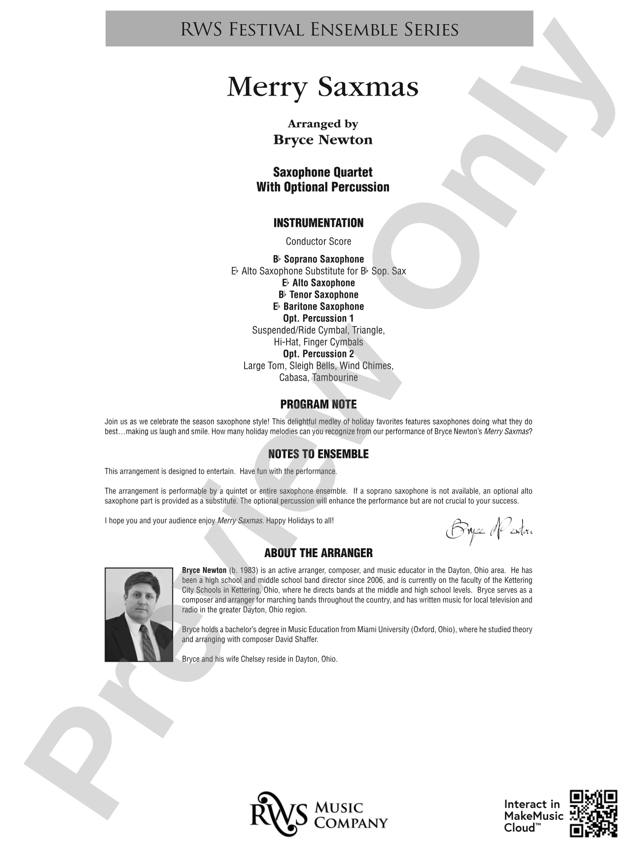Merry Saxmas: Saxophone Quartet Conductor Score & Parts