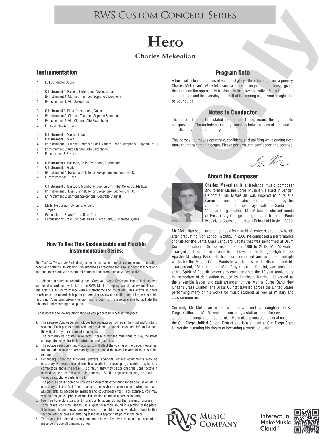 Hero: Flexible Concert Band Conductor Score & Parts
